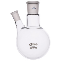 Glassco Round Bottom Flask Two Necks 250ml Centre Neck 24/29 Side Neck 14/23