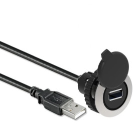 Metalowy interfejs komunikacji płaski fi30mm USB typ 3.0 wtyczki A/A z przewodem o długości 1m LPFD01L100