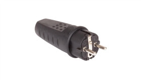 Wtyczka Gumowa 2P+Z Ip44 250V~ 16 A 3680W Prosta Czarna 24016