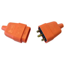 Dencon 9416ORNB 3 Pin Rubber Connector Plug 10A Orange