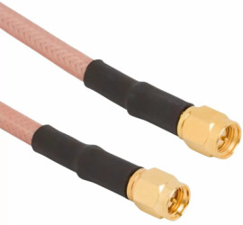 Coaxial cable, SMA plug (straight) to SMA plug (straight), 50 Ω, RG-142, grommet black, 1.524 m, 135101-07-60.00