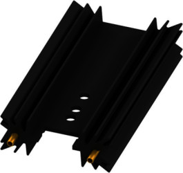 Extruded heatsink, (L x W x H) 63.5 x 34.9 x 12.7 mm, 8 K/W, black anodized, 10019001