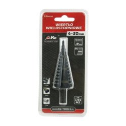 Wiertło wielostopniowe HSS M2 Ø4-30mm Ø9mm podtaczane trójstronnie (N-WW0430)