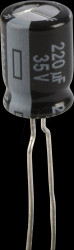 EEUFR1V221B Electrolytic capacitor, radial, 220 µF, 35 V, 105°C, low ESR
