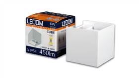 Ledom Kinkiet Zewnętrzny Led Aluminium 2X3w 4000K Ip54 Biały Cube. 3 Lata Gwar.