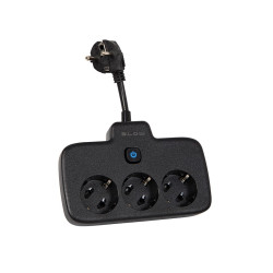 Rozgałęźnik PS-310 3-Gniazda 0.1m czarny 2x1mm przedłużacz