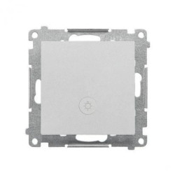 Simon 55 Przycisk światło” z podświetleniem LED (moduł) 10 AX, 250 V~, szybkozłącza Aluminium mat TS1L.01/143