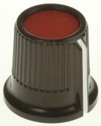 Pokrętło potencjometru oś: 3.2mm średnica: 16.2mm Okrągłe Plastik Czarny, czerwony RS PRO