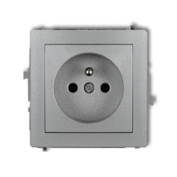DECO Gniazdo pojedyncze z/u 2P+Z srebrny metalik 7DGP-1zp
