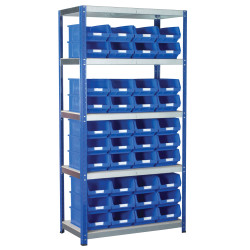 Eco-Rax TC Bin Kit Shelving Bay 1800 x 900 x 450mm &#x2B; 40 x TC4 Blue