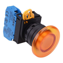 YW1L-A4E10Q0A Amber 22mm Mushroom Maintained Push Button Switch NO IP65 IDEC