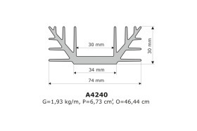 Radiator; A4240; 1,93kg/m; U; 74mm; 30mm; Kęty