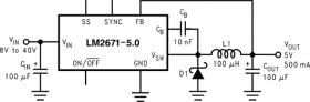 8V to 40V, 500mA SIMPLE SWITCHER® buck converter with 5 external components