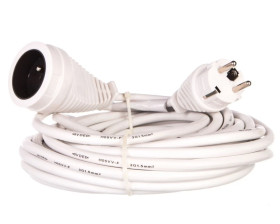 Kabel przedłużajacy (przedłużacz) 10m biały 1x230V H05VV-F3G1,5 1168464