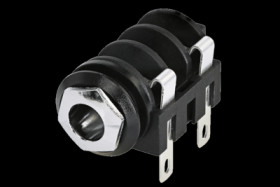 6.35 mm jack panel socket, 2 pole (mono), solder connection, PA, NMJ2HC-S