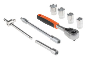 Zestaw nasadek rozmiar napędu 1/4 cala elementy: 16 Bahco typ napędu Kwadratowy gniazdo 1/8 → 9/16"