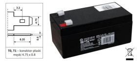 Akumulator VRLA AGM 12V 3.4Ah (żywotność 6-9lat) IPS 3.4-12 T1