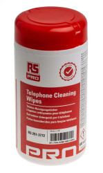 Chusteczki RS PRO Ekrany komputerowe, sprzęt biurowy, plastik, filtry ekranowe Na mokro 100-szt. Chusteczki do