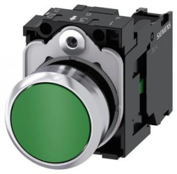 Przycisk metalowy 22mm błyszczący zielony 1Z z samopowrotem IP69k Sirius ACT 3SU1150-0AB40-1BA0