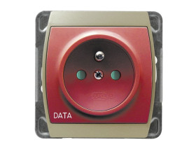 GAZELA Gniazdo pojedyncze z uziemieniem DATA z przesłonami bezramki satyna GP-1JZDP/m/16/16 OSPEL