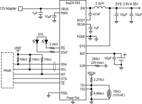 I2C controlled 4.5A single cell USB/Adaptor charger w/ Narrow VDC Power Path and JEITA