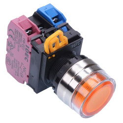 YW4L-MF2E11Q4A Amber 24V illuminated 22mm Metal Bezel Momentary Shrouded Push Button Switch 1NO-1NC IP65 IDEC