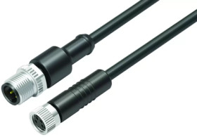 Sensor actuator cable, cable plug, straight to cable socket, straight, 4 pole, 2 m, PUR, black, 4 A, 77 3429 3406 50004-0200