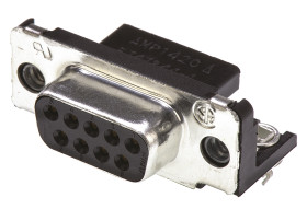 Złącze D-Sub 9-pinowe Żeński Kąt Proste Przewlekany raster 2.74mm Złoto na niklu