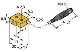 Turck Czujnik indukcyjny podtynkowy PNP, Zamykający BI1-Q6.5-AP6-0.4-PSG3M/S34