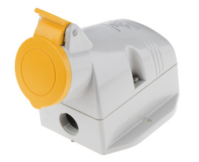 Złącze przemysłowe - zasilające 16A Gniazdo 110 V 2P + E Żeński Scame Żółty Montaż ścienny IP44