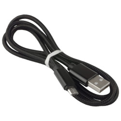 Przewód USB-A – Micro USB 1 m w oplocie, czarny