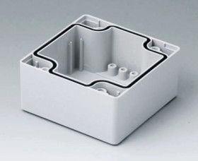 ABS enclosure shell, (L x W x H) 80 x 80 x 40 mm, light gray (RAL 7035), C2080801