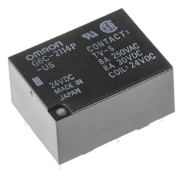 Przekaźnik mocy 24V dc DPST Omron 200mW, montaż PCB 2880Ω Otwór przezierny