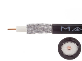 Przewód koncentryczny zewnętrzny żelowany 75ohm RG6 1,02/4,57/6,8 Cu czarny Maxcable /100m/