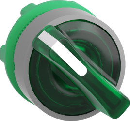 Toggle switch, 2 positions, illuminable, groping, waistband round, green, front ring gray, 90°, mounting Ø 22 mm, ZB5AK1433C0
