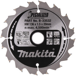 Makita B-33532 B-33532 Specialized for Cordless Saws Blade 136 x 20mm x 16T