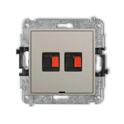 MINI Mechanizm gniazda głośnikowego podwójnego, bez pola opisowego taupe 60MGGBO-2