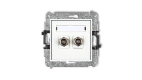 Mini Gniazdo Antenowe Podwójne Typu F (Sat) Niklowany Biały Mgf-2