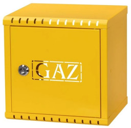 Skrzynka szafka gazowa nierdzewna żółta 250x250x200mm + kluczyk bezpieczeństwa