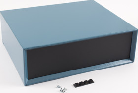 Steel/aluminum enclosure, (L x W x H) 305 x 254 x 102 mm, blue, IP32, 1426W-B