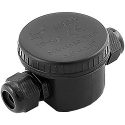 Mufa kablowa z dławikami na kable do 3x2,5mm2 hermetyczna IP66 UV prosta okrągła czarna V-TAC