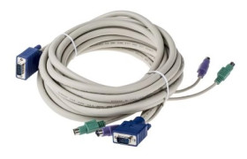 Kabel KVM, dł. 7.5m - Męskie, PS/2 x 2, VGA - Męskie, PS/2 x 2, VGA, RS PRO