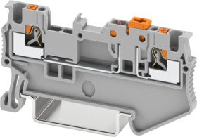Knife disconnect terminal, push-in connection, 0.25-1.5 mm², 2 pole, 10 A, gray, 3210301