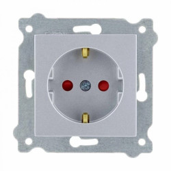 Gniazdo z uziemieniem (Schuko) 2P+E i przesłonami torów prądowych Srebrny 238/10E EXEN