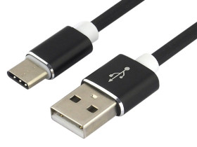 Kabel USB A do USB C-1.5m QC3.0 silikonowy czarny 3A