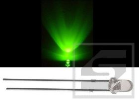 Dioda LED 3mm zielona SJ3036C clir 10000mcd;Vf=3.0-3.2V;WLD:525nm;RoHS