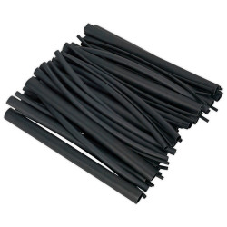 Sealey HSTAL72B Heat Shrink Tubing Assortment 72pc Black Adhesive Lined 200mm