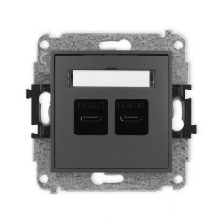 ICON Mechanizm gniazda podwójnego 2xUSB C-C grafitowy mat 28IGUSB-8