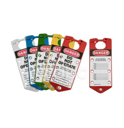 Grupowa blokada klamrowa LOTO z etykietą, wielokolorowa (5 szt.), 065975