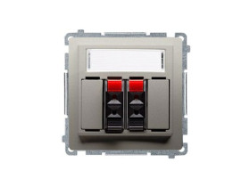 SIMON BASIC Gniazdo głośnikowe podwójne z polem opisowym (moduł) satynowy BMGL3.01/29 KONTAKT SIMON